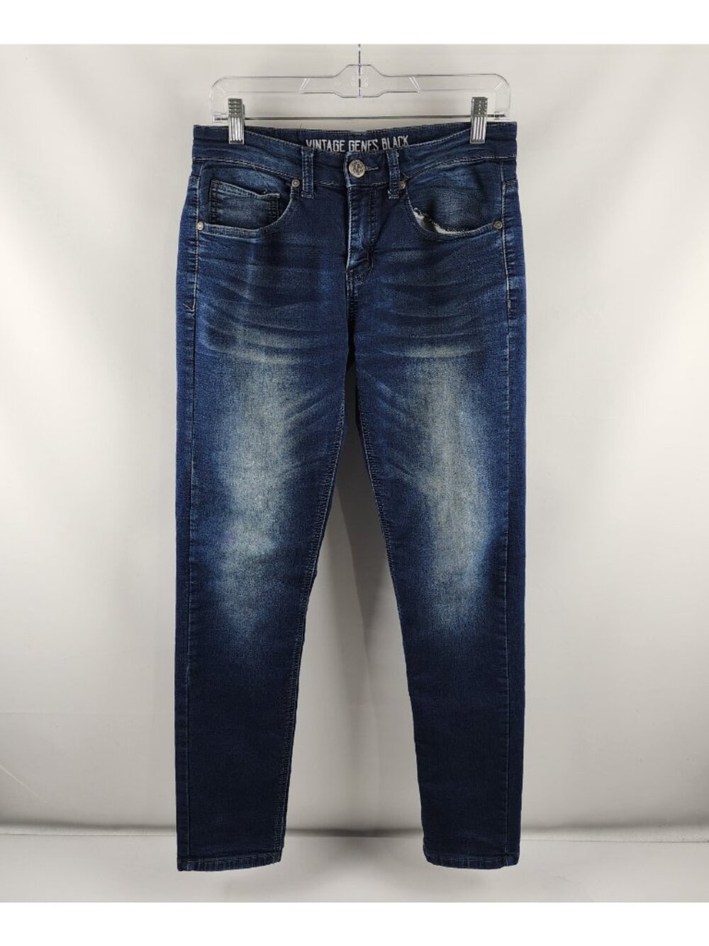 Vintage Genes Black Jeans Mens 30x30 Blue Slim Straight Fit Denim